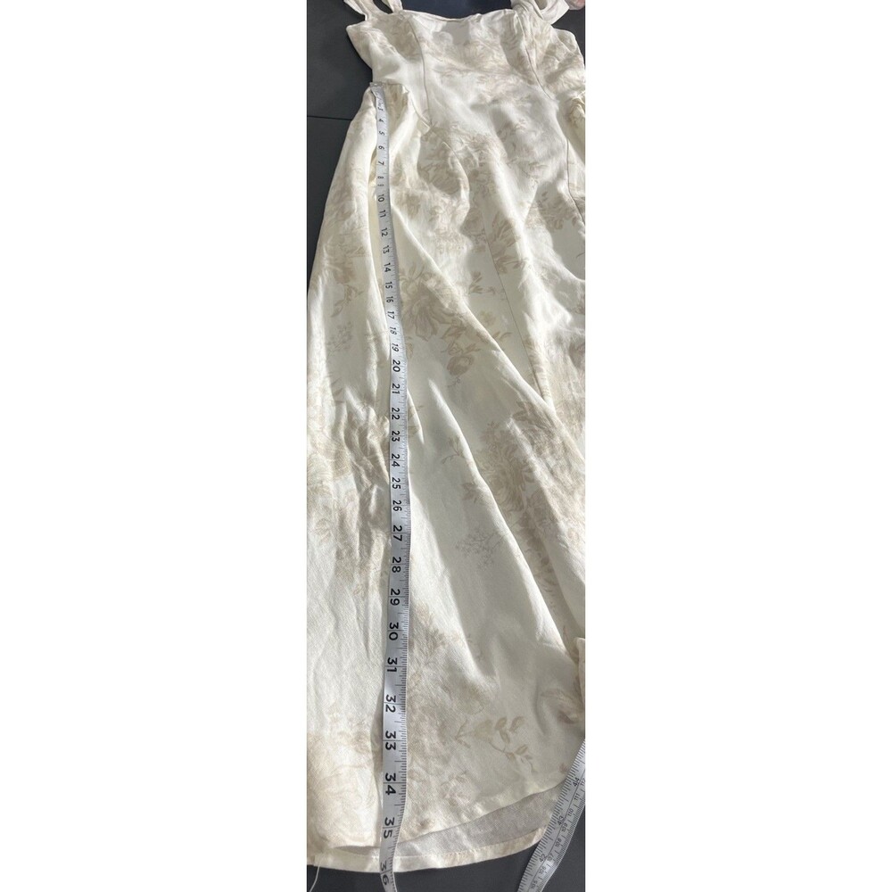 NWT Blu Pepper Cap Sleeve Floral Square Neck A Line Midi Dress Medium Beige - Picture 7 of 12